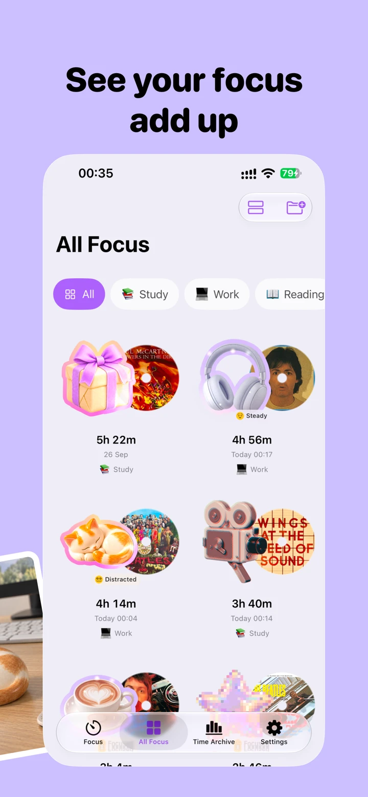 App Store 宣传截图：把专注，一张张积累